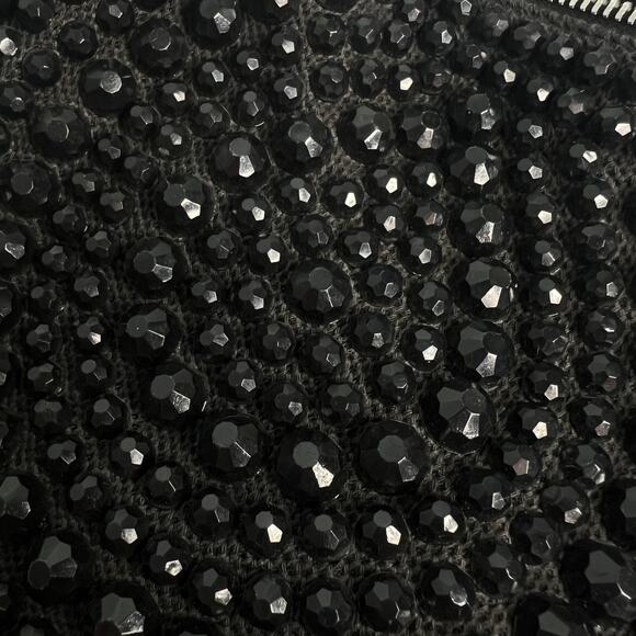 Vintage 60s Roger Van S Black Beaded Shoulder Bag Evening Purse Chunky Zipper - Picture 9 of 10